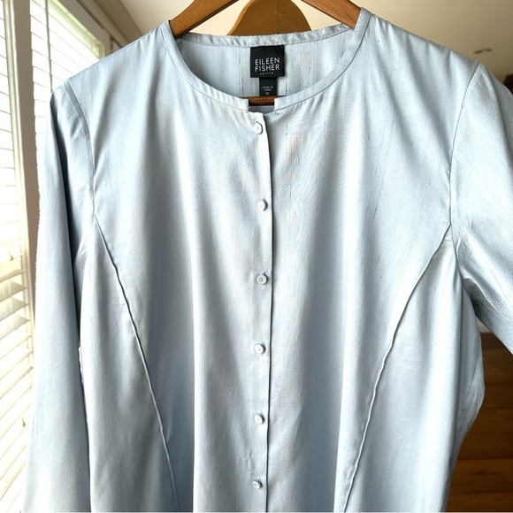 Eileen Fisher tunic top with crew neckline and 3/4 length sleeves,  in 💯 silk - Picture 1 of 16
